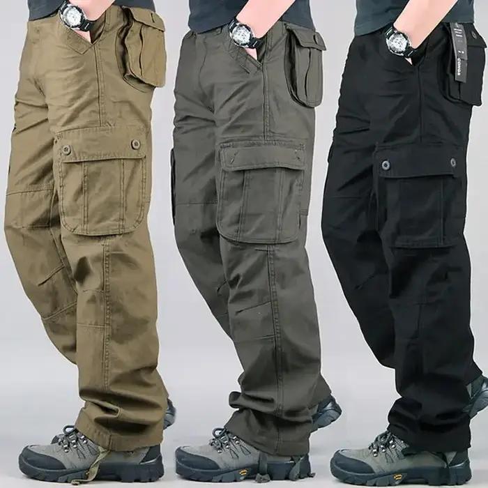 Pantalon Cargo Tactique Homme Pleine Longueur Coton Serge Poche Multiples Pour Randonnées Travaux Extérieurs Occasions Décontractées