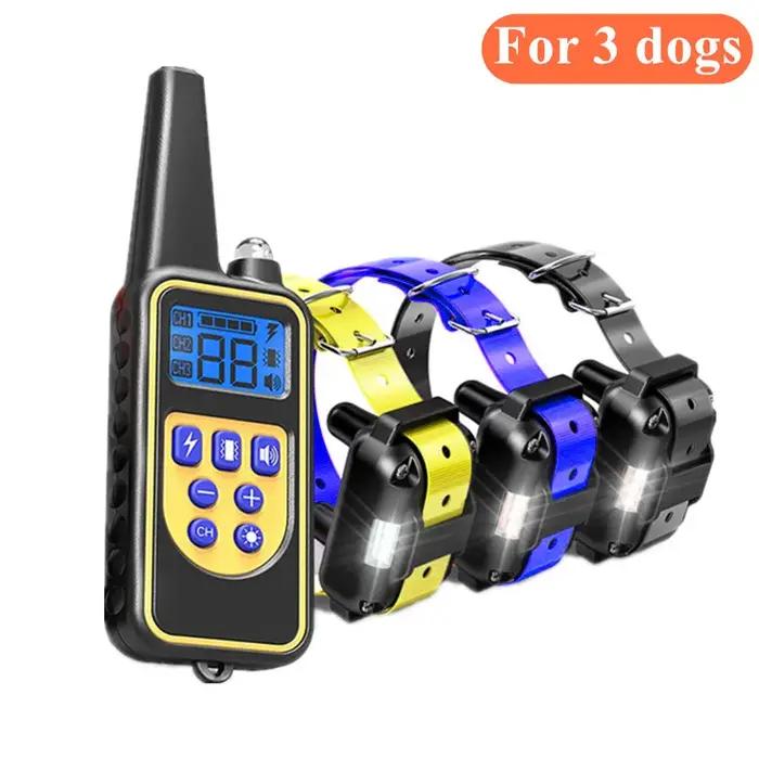 Collier de dressage électrique pour chien, étanche, pour animaux de compagnie, avec télécommande, dispositif Anti-aboiement Rechargeable, toutes tailles