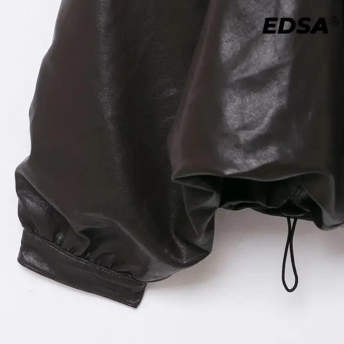 EDSA femmes veste de bombardier en cuir PU manteau pour printemps automne femme côté fermeture éclai