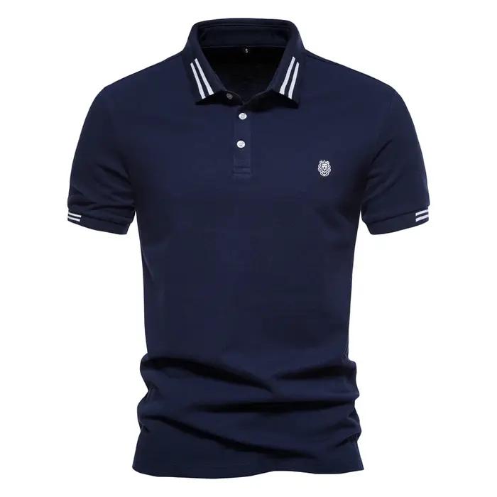 AIOPEON marque 100% coton hommes polos décontracté couleur unie à manches courtes