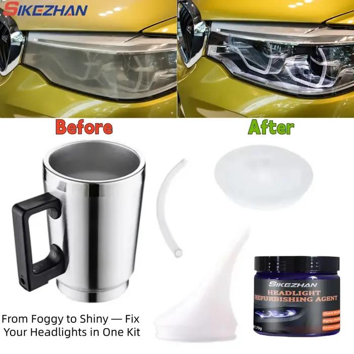 Kit de restauration de phares de voiture avec outils chauffants + pâte à polir