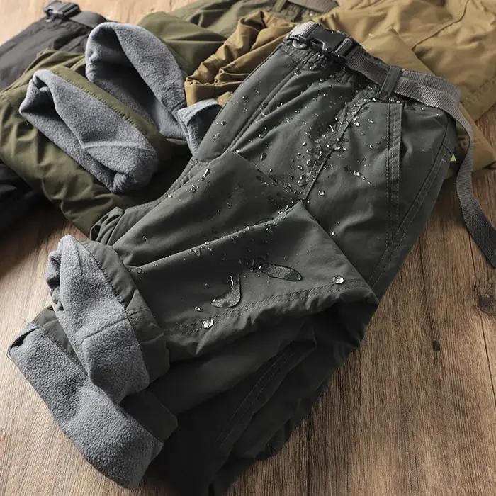 Pantalon cargo épais imperméable polaire hiver extérieur multi-poches ample droit homme femme