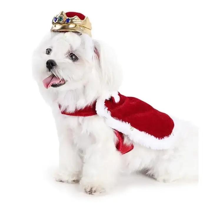 E8BD – Costume fête pour chien Royal, ensemble élégant avec chapeau couronne, tenue Cosplay respirante pour animaux