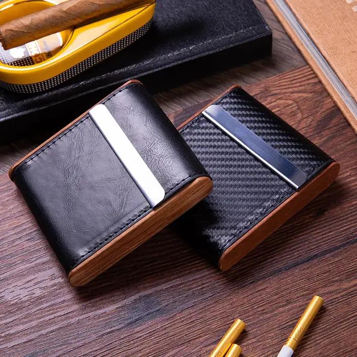 Étui portable anti-pression en bois de séquoia PU pour hommes et femmes
