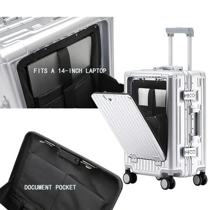 1 pièce ensemble 20 pouces ordinateur fonctionnel cadre en aluminium boîtier de chariot valise d'embarquement frein abso