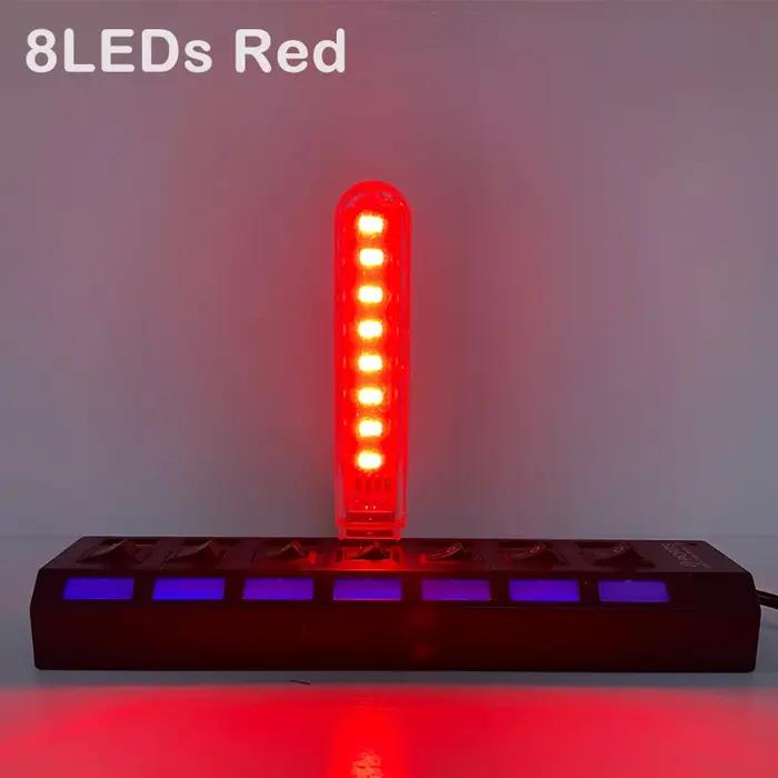 DC5V 8LED s USB veilleuse avec 8 perles de lampe rouge jaune blanc bleu vert violet 4W Protection des yeux petite