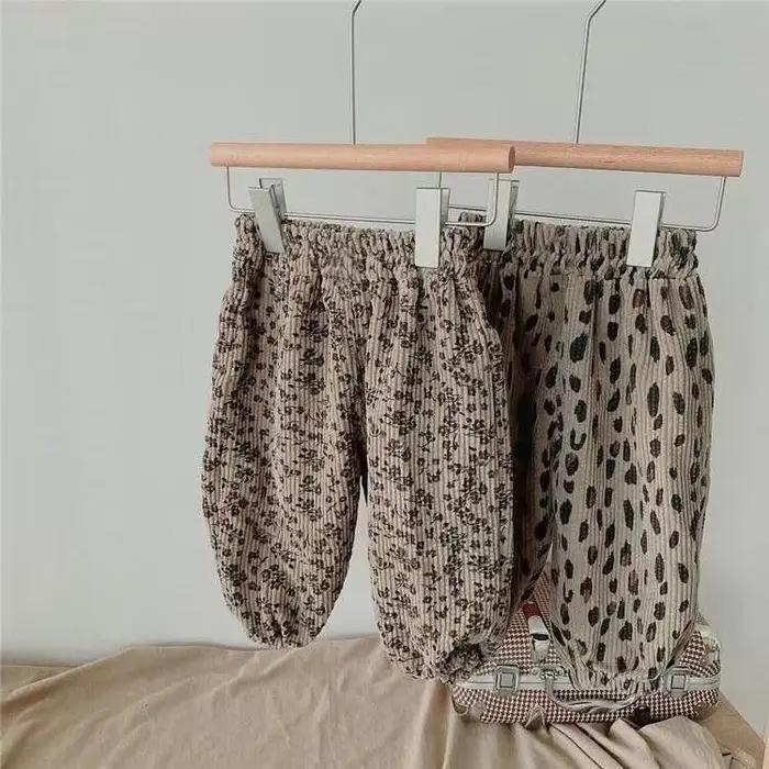 Automne nouvelle fille enfants lâche léopard pantalons décontractés bébé mode pantalon enfant en ple