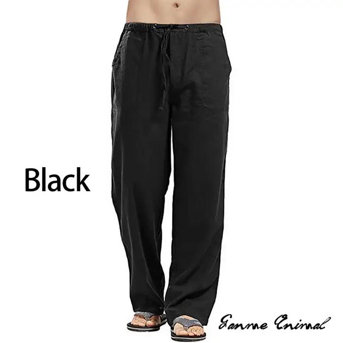 Mode hommes lin pantalons larges coréen pantalon surdimensionné sport Streetwear mâle printemps Yoga