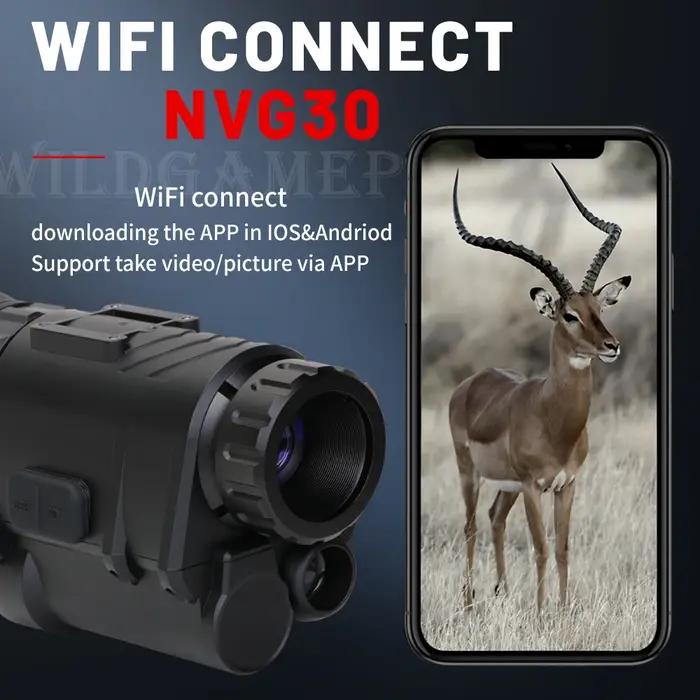 Monoculaire vision nocturne NVG30 casque 40° - Jumelles infrarouges 1080P IP67 chasse large champ
