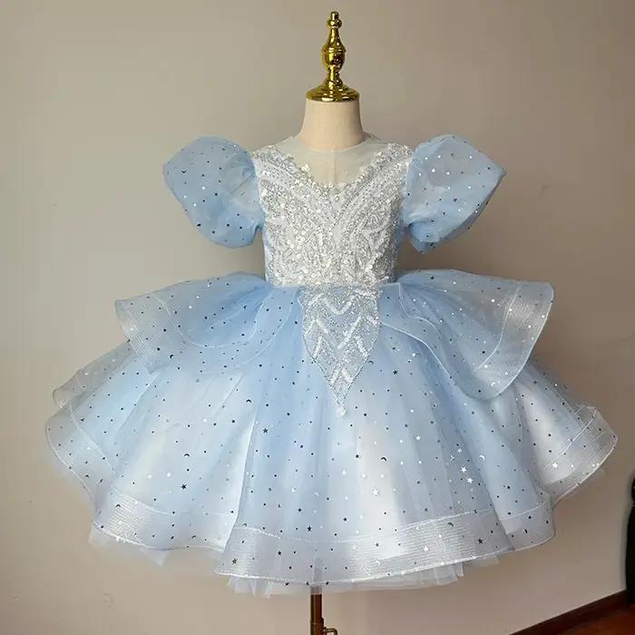 Robe de soirée d'anniversaire princesse pailletée pour filles de 7 à 13 ans pour les événements et les cérémonies de spectacle de piano