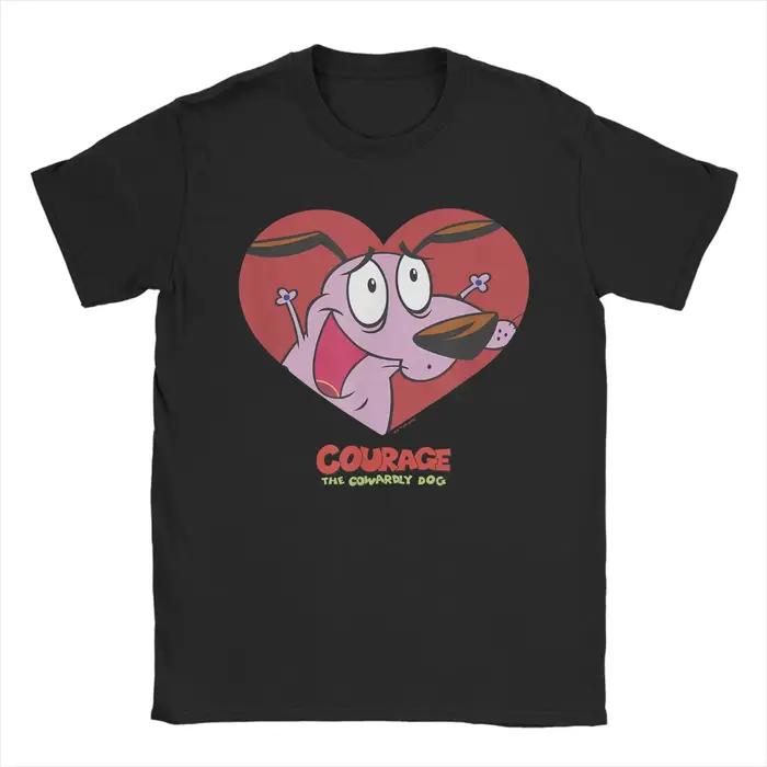 T-shirt Hommes Courage le chien décontracté en coton fin imprimé pour hommes toutes saisons et occasions quotidiennes