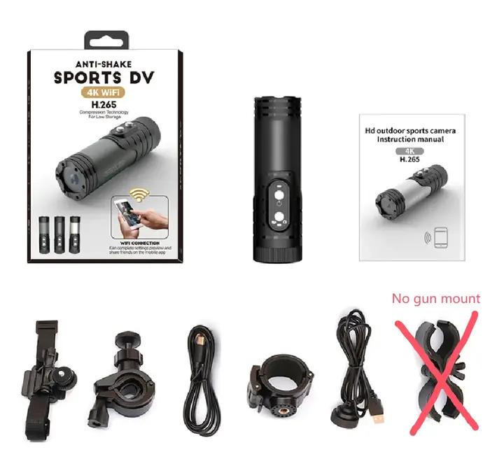 Caméra de chasse pour fusil de chasse extérieur 4K, anti-secousse, révélateur de sport, WiFi, moto,