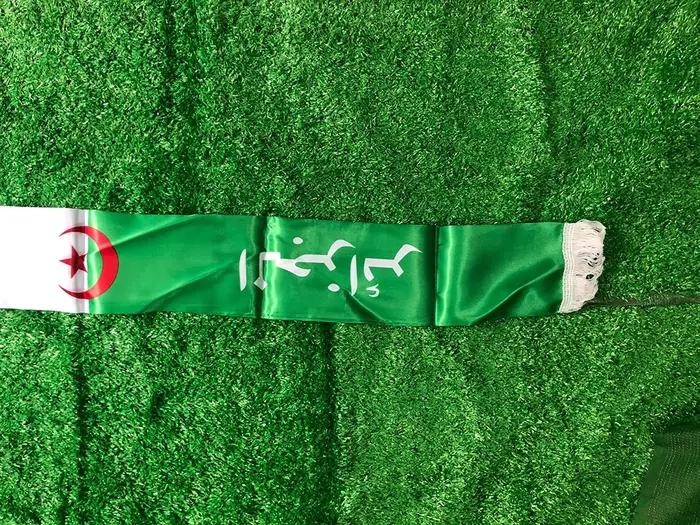 Écharpe SKY FLAG Algérie 14*130cm, écharpe personnalisée avec drapeau algérien, écharpe d'équipe de football, impression sur satin, bannière Algérie