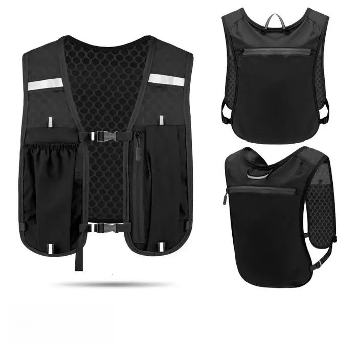 Gilet de rangement de bouteille d'eau courante, gilet de course léger, sac de poitrine d'eau d'hydratation réfléchissant avec support pour téléphone, gilet de cyclisme
