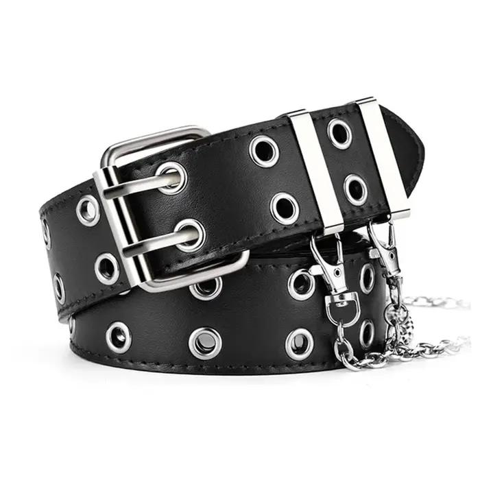 Ceinture femme grande taille Double trou hommes ceinture Punk Hip Hop Rock Style sous-culture Y2K ce