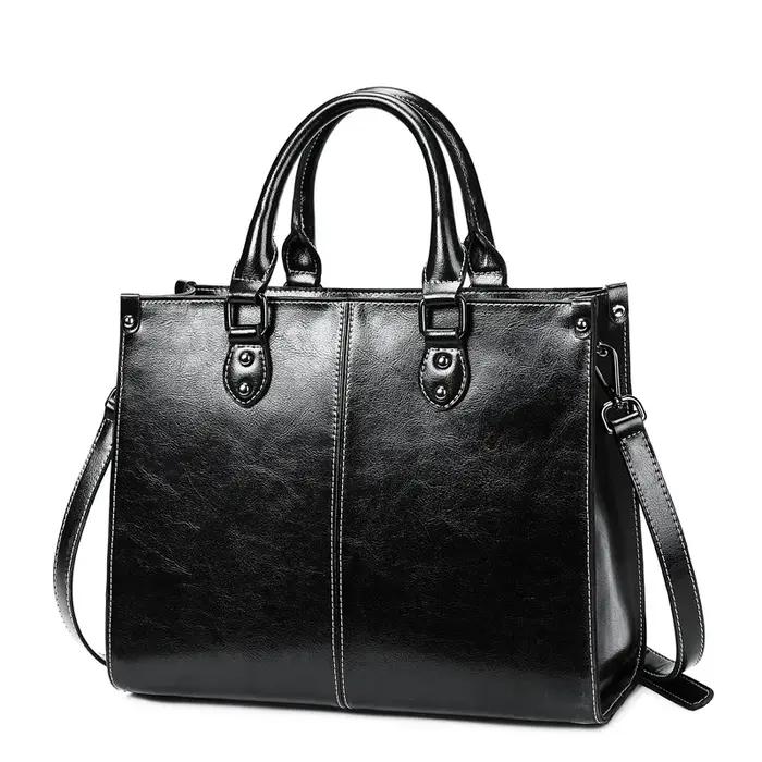 Femmes sac à main bandoulière sac fourre-tout en cuir véritable Shopping mode bureau femme