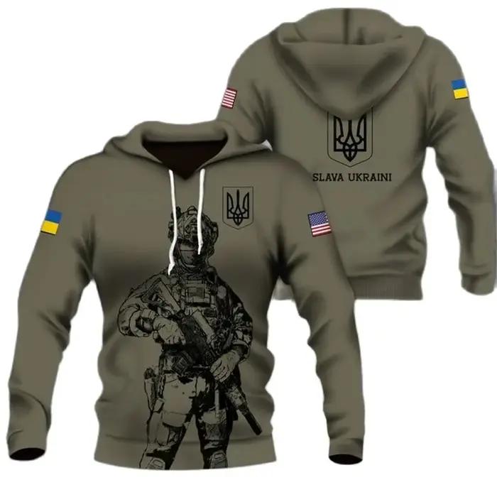 Sweats à capuche drapeau ukrainien emblème national impression 3d sweats hommes femmes unisexe à cap