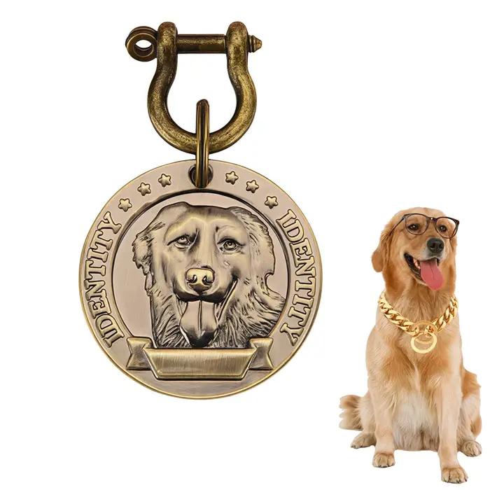 ID d'animaux de compagnie gravé personnalisable VIP pour chien chat étiquettes de plaque signalétique en Bronze numéro personnalisé collier de chiens pendentif d'identification