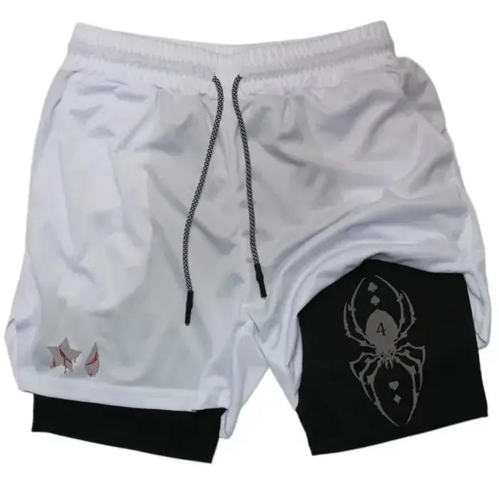 Short Anime Hunter X Hunter pour Hommes, Compression 2 en 1, Course à Pied, Entraînement, Sport, Séchage Rapide avec Poches
