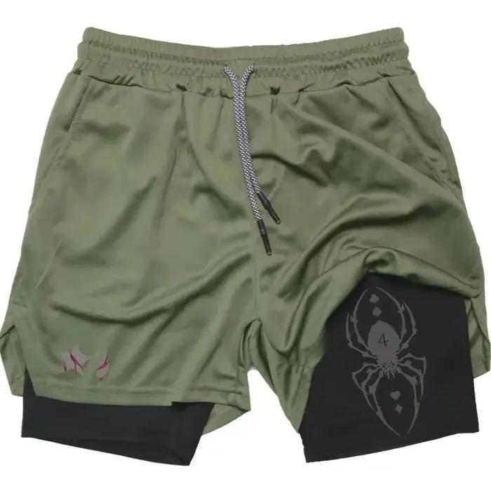 Short Anime Hunter X Hunter pour Hommes, Compression 2 en 1, Course à Pied, Entraînement, Sport, Séchage Rapide avec Poches