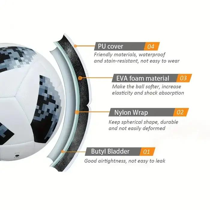 1 ballon d'entraînement et de Match de Football en cuir PU de taille Standard classique 5