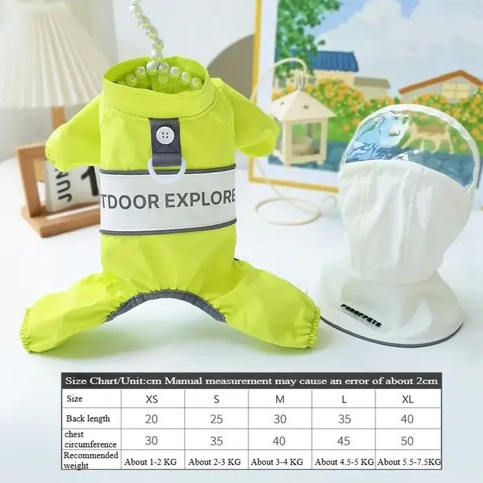 Imperméable pour chien imperméable à couverture complète réfléchissante, conception à 4 pieds avec t