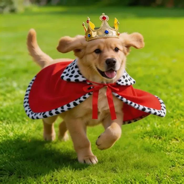Ensemble Cape et Couronne pour Chien : Décoration Amusante pour Fête d'Anniversaire et Costume de Va