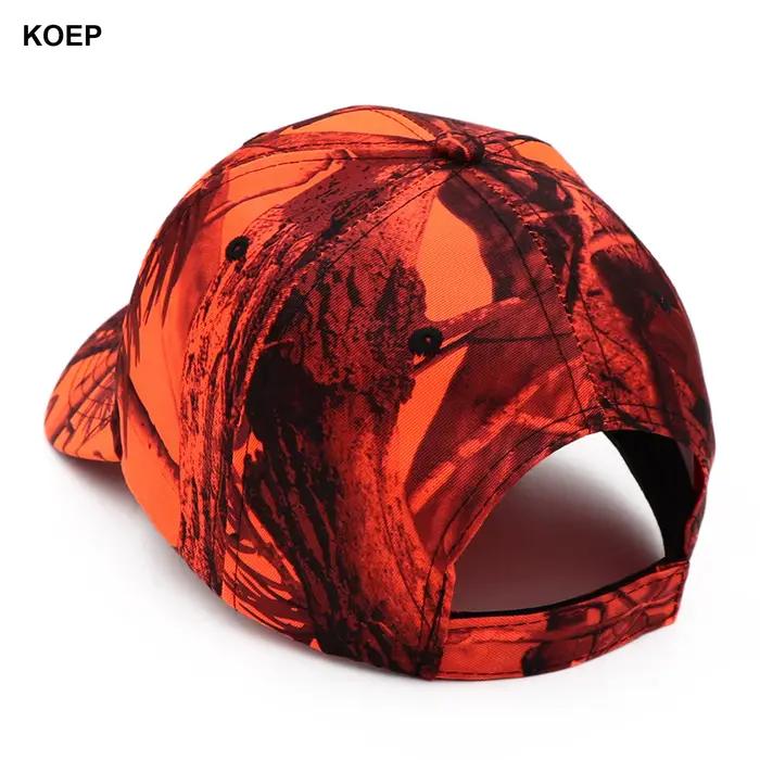 Casquette de chasse camouflage orange - Modèle snapback forêt pin cyprès sécurité visibilité