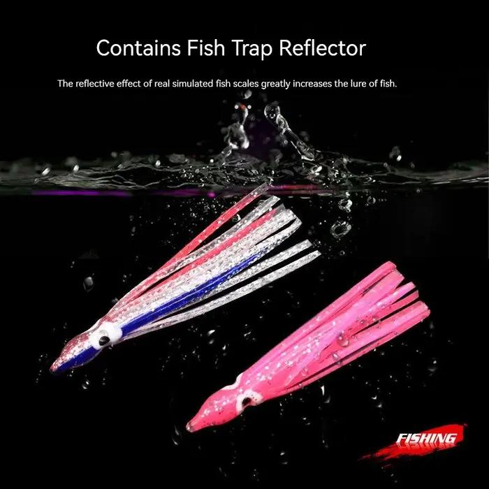 PRO BEROS 5 pièces jupes poulpe lumineuses souples leurre 5-12 cm Silicone thon à la traîne jupe cal