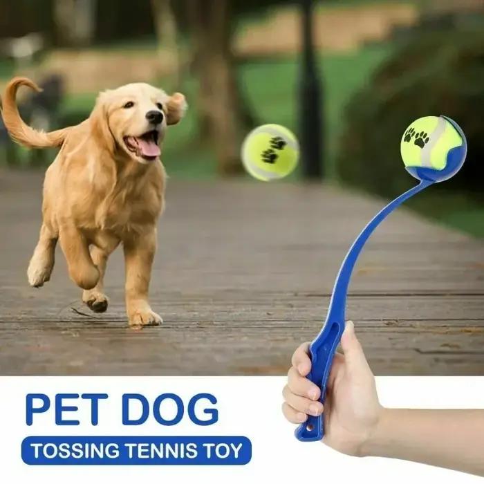 Lanceur de balle de tennis pour animaux de compagnie en plastique pour chiens, jeux de plein air, entraînement et récupération balles de sport pour chiens occasions spéciales