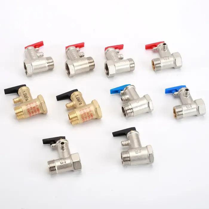 Valve de sécurité pour chauffe-eau, 3/4 "1/2", avec interrupteur, joint en cuivre mâle femelle, raccord Union, clapet anti-retour de surpression unidirectionnel