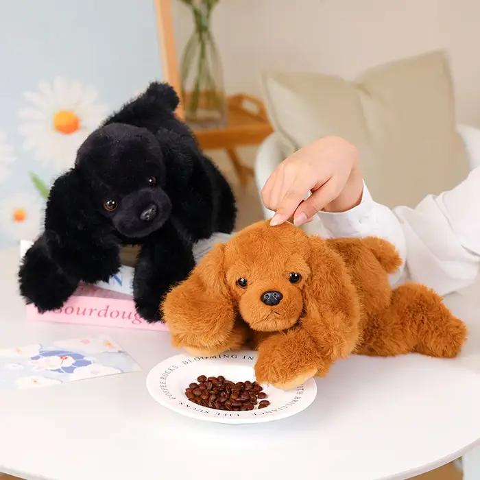 Peluche chiot noir kawaii 30cm en tissu rempli de coton PP jouet en peluche doux pour adultes et enfants de plus de 14 ans occasions spéciales