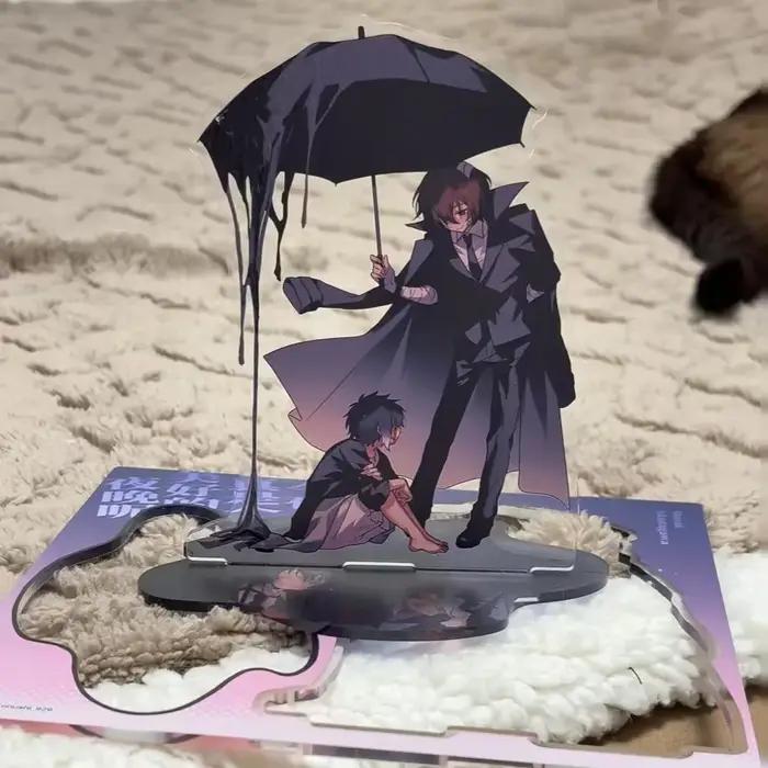 Figurine d'action de chiens errants, Osamu Dazai tenant un parapluie, support en acrylique, modèle d