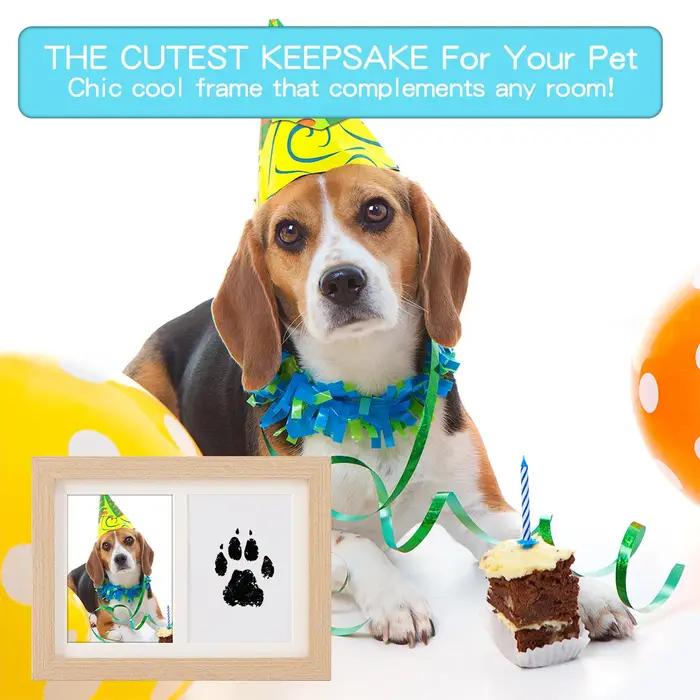 Cadre photo commémoratif pour animaux de compagnie impression d'empreinte de patte sans nettoyage cadeau bricolage table d'impression pour chiens chats occasions spéciales
