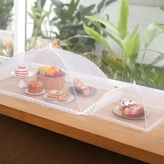 Couvertures alimentaires maille pliable cuisine Anti mouche moustique tente dôme filet parapluie pique-nique protéger plat couverture accessoires de cuisine