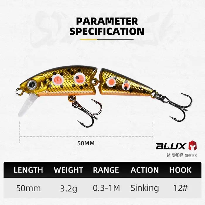 Leurre BLUX DR. Minnow Joint 50S 50mm - Swimbait coulant 3.2g pour brochet perche truite, leurre dur pêche