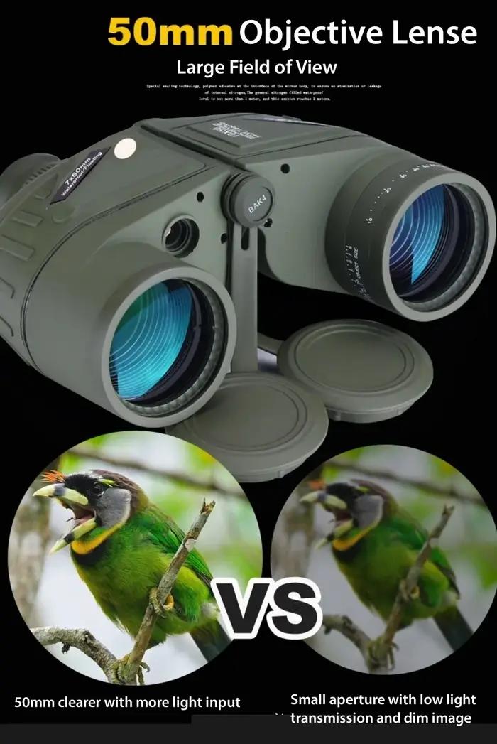 Jumelles puissantes 7x50 étanche militaire Marine Camping chasse flottant Bak4 prisme télescope Vision nocturne télémètre