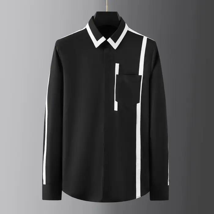 Chemise décontractée homme en polyester coton patchwork pour banquets et affaires occassions spéciales