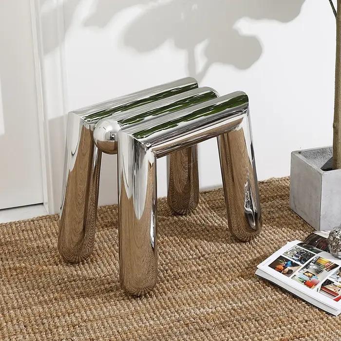 Tabourets en acier inoxydable, tabouret de changement de chaussures, chaises de salon, repose-pieds,