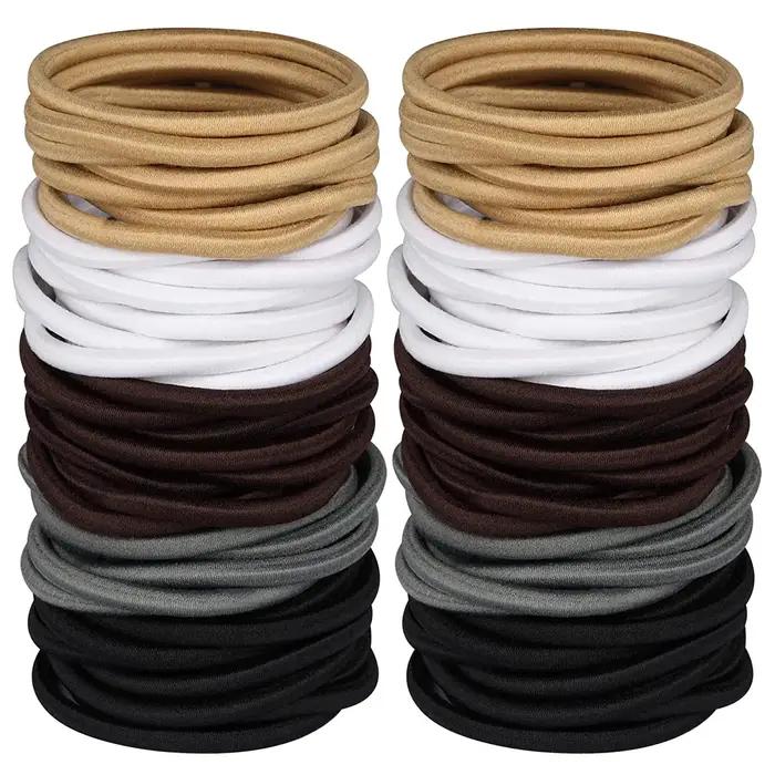 10/30/50pcs 4MM noir élastique pour queue de cheval bandes de cheveux élastiques chouchous pour femmes hommes fille dame
