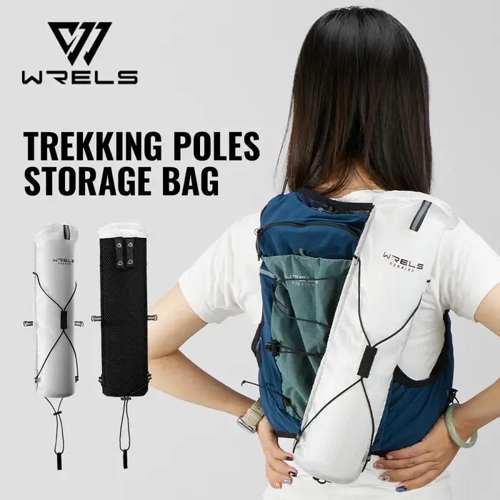 WRELS Sac de transport pour bâtons de randonnée Sac léger et étanche pour bâtons de randonnée Sac de rangement portable adapté aux sacs à dos de gilet Sac de canne