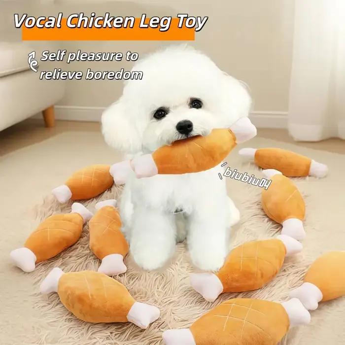 Jouet en peluche couineur en forme de jambe de poulet pour chien