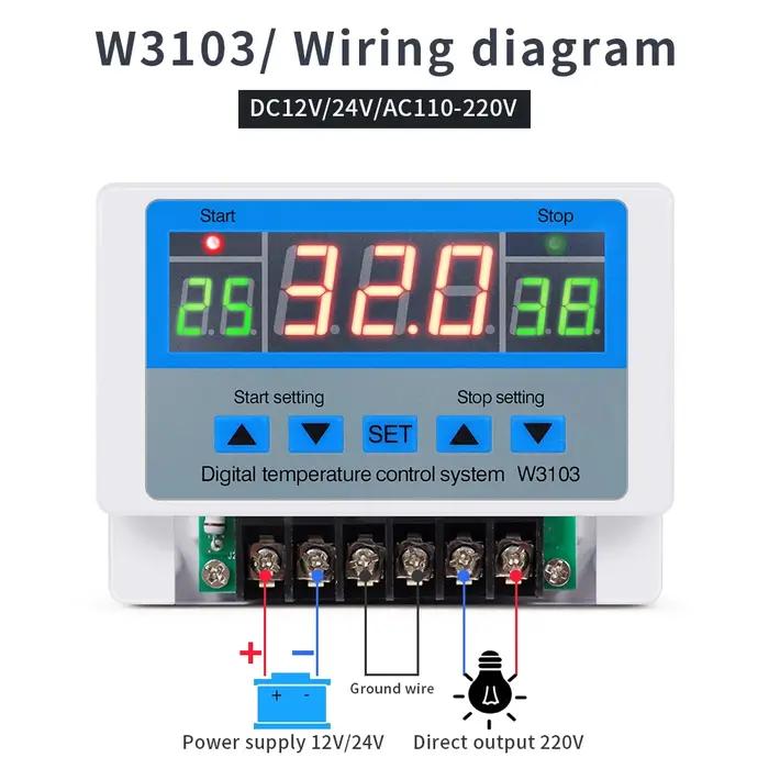 Contrôleur de température numérique 220V Max 5000W Thermostat numérique 30A -19 à 99 ℃ Commutateur
