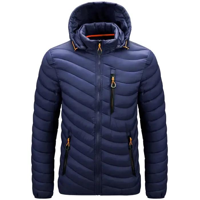 Veste d'extérieur légère pour hommes, à capuche, isolée, thermique, bouffante, chauffée, pour course