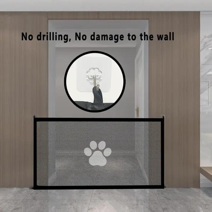 Porte pour chien pour escaliers-porte d'écran pour maison d'animaux avec 4 crochets