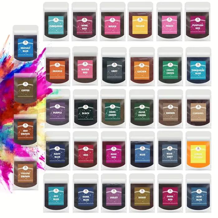 34 couleurs, 10 g/sac de colorant en poudre, colorant pour tissus, teinture textile, teinture par no