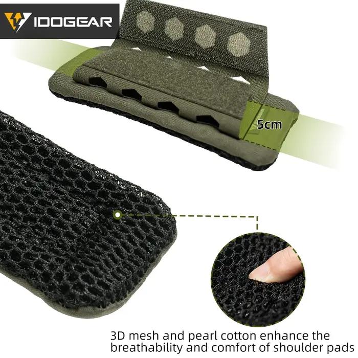 Coussins d'épaule IDOGEAR 2PCS, rembourrage 3D respirant pour gilet et sac à dos chasse