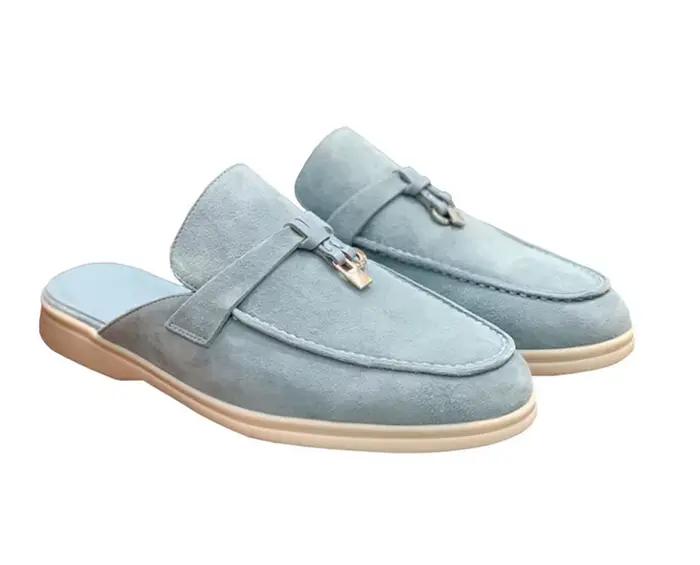 Mules et mocassins confortables en daim, chaussures de ville polyvalentes pour femmes