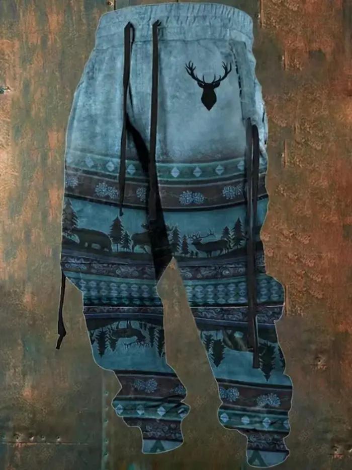 Pantalon sport chasse élastique imprimé 3D vintage - vêtement respirant confortable