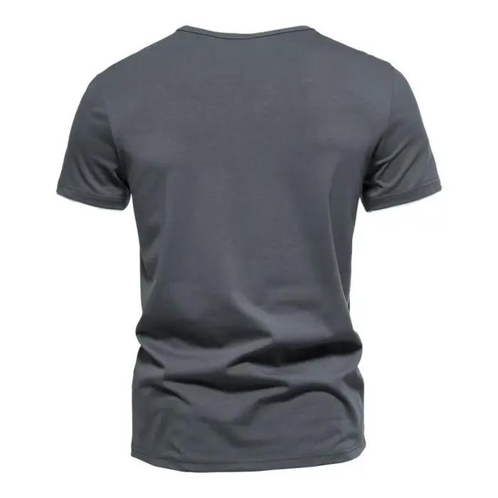 Henley – T-shirt manches courtes col en v pour homme, décontracté, coupe cintrée, basique, ample, Fi